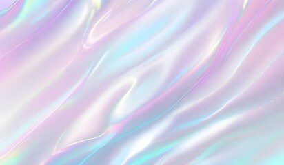 Obraz premium Holographic background seamless trendy iridescent light foil texture. Soft holographic pastel unicorn marble background pattern. Modern pearlescent blurry abstract swirl illustration. 
