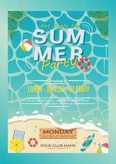 Summer party flyer template, template, flyer summer, party