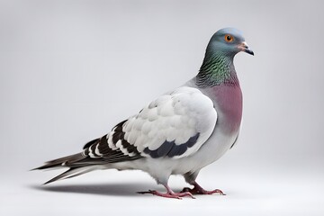 Fototapeta premium Carrier pigeon bird on white background, AI Generated