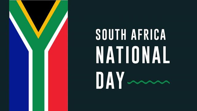 Happy National Day  South Africa  with South Africa flag and typography 4k video animation