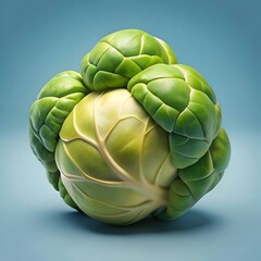 Obraz premium A 3D illustration of a vibrant. fresh Brussels sprout. rendered in realistic detail.