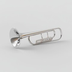 Obraz premium Cute Pastel Silver Trombone 3D Illustration - Minimalist Design