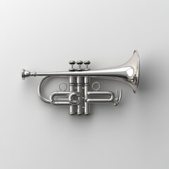 Obraz premium Cute Silver Trumpet 3D Model: Minimalist & Playful Design