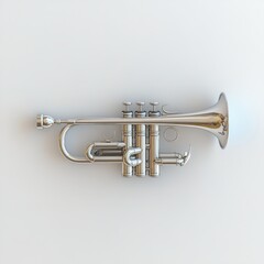 Fototapeta premium Cute 3D Silver Trumpet: Minimalist Pastel Design, Top View