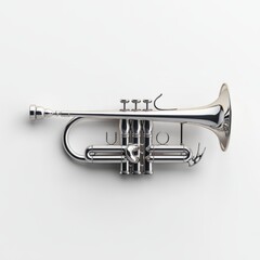 Obraz premium Cute Silver Trumpet 3D Model: Playful Minimalist Design 1
