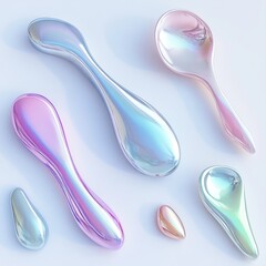 Cute Pastel Silver Vibraslap Set: Minimalist 3D Design on White Background