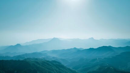Fototapeta premium Serene mountain landscape with a clear sky