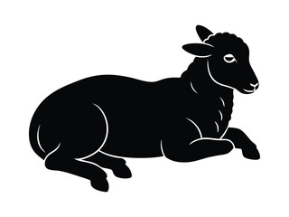 Lying Sheep Silhouette Illustrations