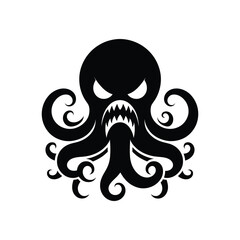 Modern Octopus Silhouette Vector Illustration with Detailed Tentacle Patterns
