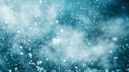 Fototapeta premium Abstract Blue Background with Falling Snowflakes