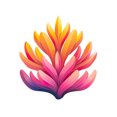 2D illustration of a minimalistic coral logo with flat colors isolated on a white transparent background