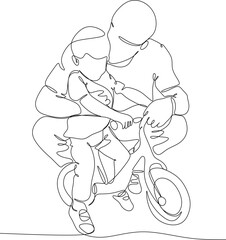 Vector drawing of father with childю. Father's Day