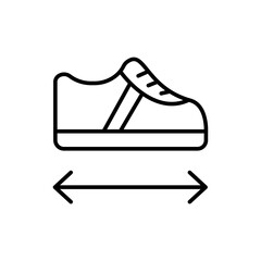 Sneaker size outline icons, minimalist vector illustration ,simple transparent graphic element .Isolated on white background
