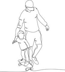 Vector drawing of father with childю. Father's Day
