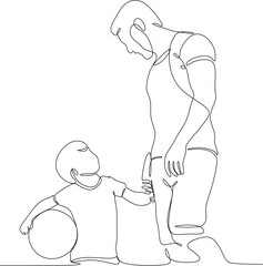 Vector drawing of father with childю. Father's Day