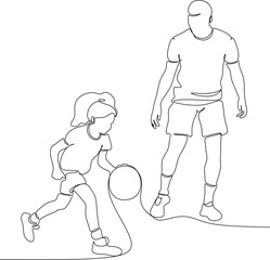 Vector drawing of father with childю. Father's Day