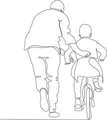 Vector drawing of father with childю. Father's Day
