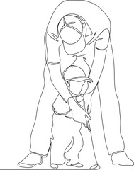 Vector drawing of father with childю. Father's Day