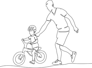 Vector drawing of father with childю. Father's Day