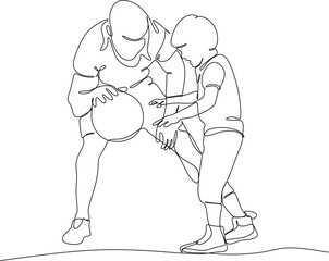 Vector drawing of father with childю. Father's Day