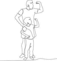 Vector drawing of father with childю. Father's Day