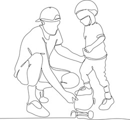 Vector drawing of father with childю. Father's Day