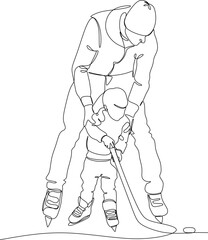 Vector drawing of father with childю. Father's Day