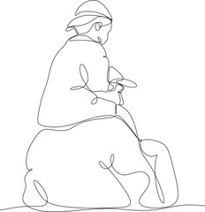 Vector drawing of father with childю. Father's Day