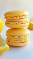 Lemon macarons with lemon slices, fresh and zesty, offering a vibrant and refreshing smartphone background.
