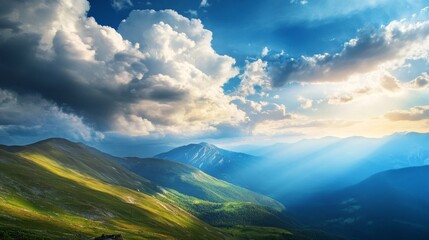 Summery mountain landscape with a blue sky