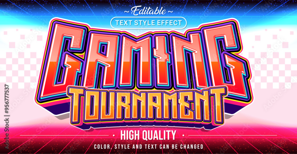 Poster editable text style effect - gaming tournament text style theme.