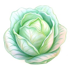 Obraz premium A detailed hand drawn illustration of a whole green cabbage. perfect for adding a touch of freshness and natural beauty to your designs.