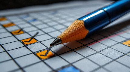 crossword puzzle with pen