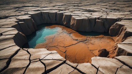 Cracked Earth as well as Water A Monochrome Landscape of Nature's Contrast as well as Beauty within the Wild.