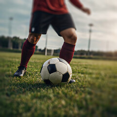 Obraz premium soccer player kicking ball