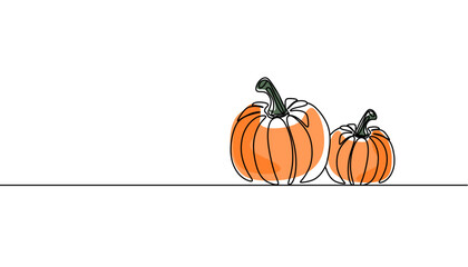 Continuous one line drawing Halloween pumpkin Jack o Lantern. Vector illustration Halloween concept line art, outline