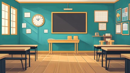 A flat design of a classroom poster with large, readable typography