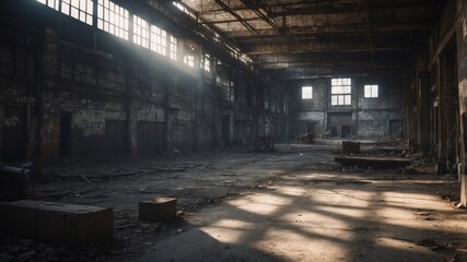 Old abandoned urban industrial background with space for copy.