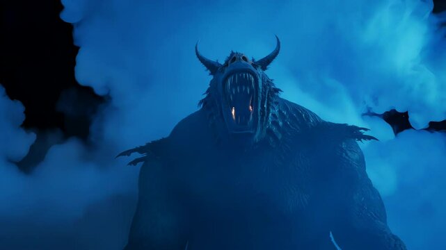 monster in the fog, halloween night of devils. Generative Ai