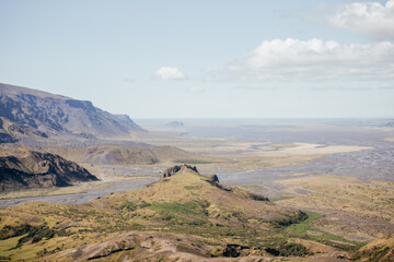 The views of Thorsmork, Iceland from the top of a mountain hike