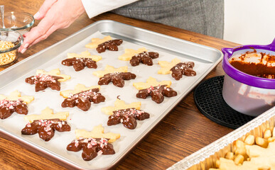 Making Star-Shaped Cookies with Chocolate and Peppermint Chips