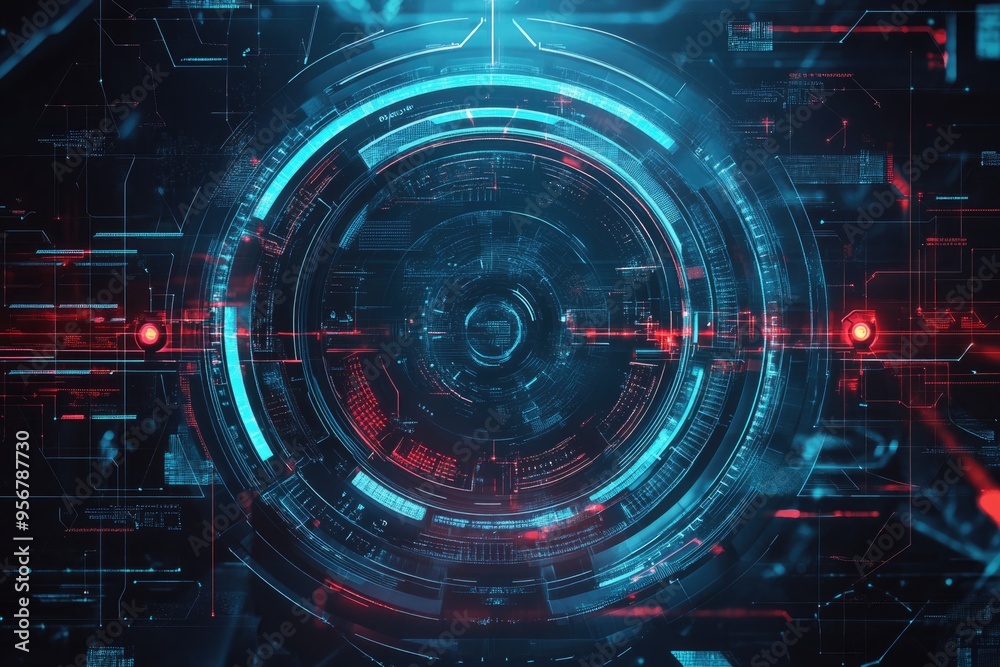 Aufkleber futuristic digital circle interface. hud design element. sci-fi target pointer. ai surface of screen