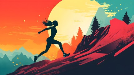 A flat design of a fitness challenge app with intuitive goal setting and tracking features