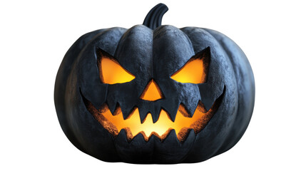 A spooky Halloween pumpkin with glowing orange eyes and a menacing grin, perfect for festive...