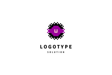 Abstract spot with letter u template logo design solution