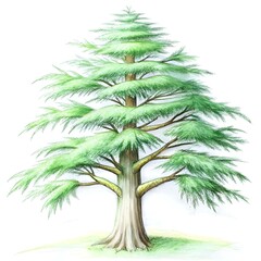 Fototapeta premium A detailed pencil illustration of a majestic hemlock tree. perfect for nature themed designs. botanical illustrations. and educational materials.