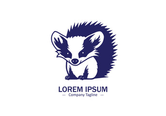 Icon of Hedgehog or porcupine vector design logo silhouette modern style on white background