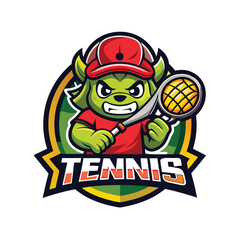 Tennis league cartoon mascot logo icon vector design isolated