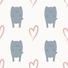 Vector illustration with cat and hearts