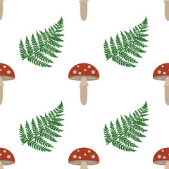 Vector illustration with fly agaric mushrooms